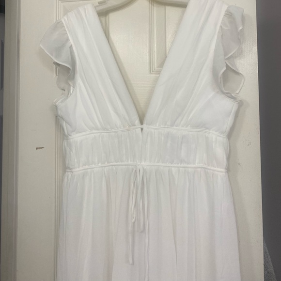 Lulu’s Our Love Song White Ruffled Wide-Leg Jumpsuit - Picture 3 of 7